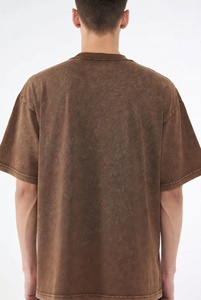 Wholesale Distressed Short Sleeve T-Shirt with <b>Decorative</b> Shoulder for Men's T-shirts Custom Oversized Acid Wash - Product Image 6