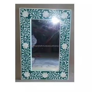 Cadre de miroir écologique d'incrustation d'os moderne fabriqué à la main luxueux pour la décoration murale de l'Inde - Product Image 5