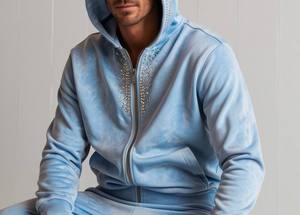 Survêtements Homme Personnalisables Légers Hiver Streetwear 100% Coton Coupe-Vent Couleur Unie Strass Prix de Gros Style - Product Image 3