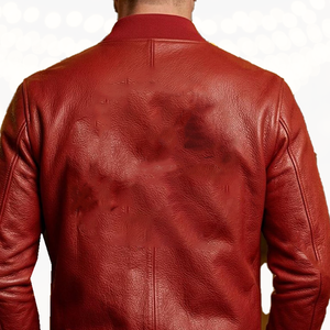 Nouvelle veste bomber en cuir d'agneau véritable rouge pour fraternité, avec fermeture éclair intégrale sur le devant et manches longues pour hommes — Commandes OEM en gros 2026 - Product Image 5