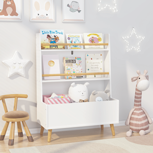 Scaffale bianco per bambini con libro e portariviste giocattolo organizzatore di libri Organizer - Product Image 2
