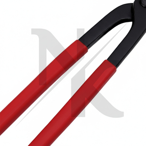 High Quality Reusable Forged Veterinary Instrument Handmade Curved Jaw Farrier <b>Hoof</b> Clincher with Red Grip Straight Design <b>Black</b> - Product Image 3