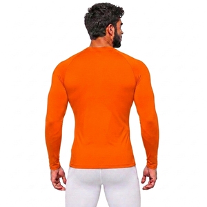 Men's Orange Long Sleeve <b>Compression</b> <b>Shirt</b> Anti-UV Eco-Friendly Quick Dry Seamless Stretchable Activewear - Product Image 2