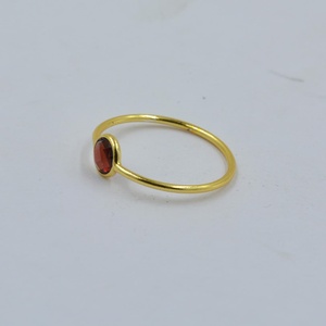New Arrival Garnet Checker Cut Gemstone 7mm Round Bezel Setting Brass <b>Ring</b> For Womens Handmade Fashionable Jewelry Suppliers - Product Image 3