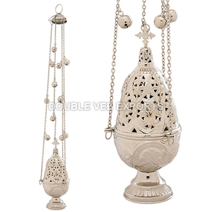 Incensario Redondo de Latón Niquelado con 12 Campanas |   Incensario para Iglesia - DOUBLE VEE EXPORTS - Product Image 2