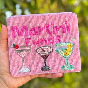 Bolsa de Martini con bordado de cuentas hecha a mano, diseño de cóctel, embrague de fiesta, Mini monedero, cierre de cremallera personalizado, Unisex - Product Image 3