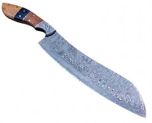 Cuchillo de Cocina Artesanal de Acero Damasco con Diseño de Gota de Lluvia y Mango Segmentado de Madera de Nogal - Product Image 4