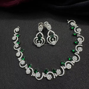 Ensemble de bijoux de mariée en diamant américain classique Collier et boucles d'oreilles en deux pièces pour mariage Style classique à la mode - Product Image 1