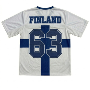 ฟินแลนด์เสื้อฮอกกี้น้ำแข็งผู้ชายสีขาวสีฟ้าคอวีแขนสั้นตาข่ายระบายอากาศได้ดีพิมพ์ลายหมายเลข 63 ชุดทีม - Product Image 4