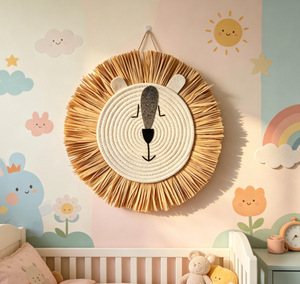 Decoración de pared nórdica tejida con diseños de león, tigre, panda y espantapájaros. Perfecta para habitaciones infantiles, guarderías y salas de juegos. - Product Image 4