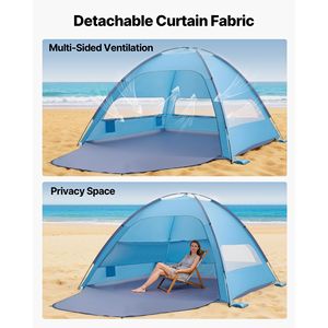Tenda da Spiaggia Portatile Lightwei per 8 Persone, Protezione Solare UPF 50+, con Borsa per il Trasporto, Tasche per la Sabbia e Tettoia Parasole - Product Image 3