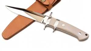 Couteau de survie à lame fixe fait main pour le camping en plein air, outil robuste en acier inoxydable, couteau utilitaire de terrain type Bowie avec manche en os blanc - Product Image 2