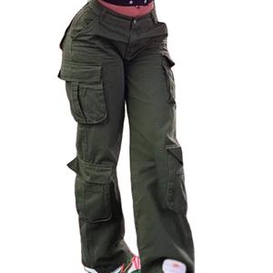 Custom OEM Manufacturer <b>Vintage</b> Pockets Mid Waist Streetwear Regular Fit Breathable Distressed Wash Pleated Pant Women <b>Trousers</b> - Product Image 1