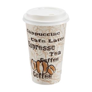 Confezione da 100 Bicchieri di Carta Usa e Getta CafeDesign da 16 oz per Caffè Caldo da Asporto con Coperchi - Product Image 3