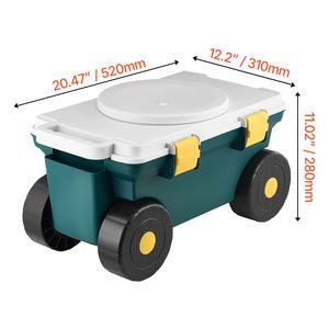 Carrello da Giardino 2 in 1 con Sedile e Maniglia, Capacità 103 kg, Leggero e Facile da Trasportare - Product Image 3