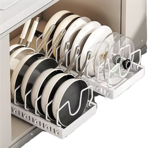 OEM/ODM Vietnam Adjustable Pull Out Lid <b>Holder</b> Kitchen Metal Storage Rack for Pot Covers Frying <b>Pans</b> Organizer - Product Image 4