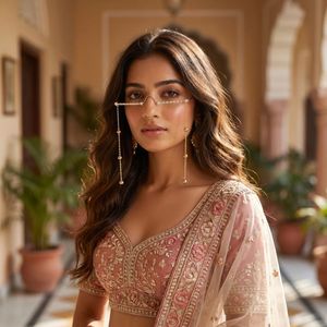 Fashion AD Rimless Lensless Glasses with Decorative Chains-Statement Party <b>Eyewear</b> for Women - Product Image 3
