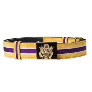 OEM Ceremonial <b>Belt</b> With Gold Metallic Trim <b>Red</b> Woven Webbing And Premium Decorative Buckle For Formal Uniform Accessories - Product Image 6