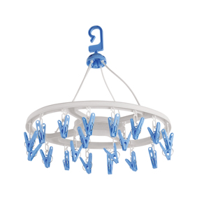 20 Clip Round Clothes <b>Drying</b> <b>Rack</b> With Blue Clips Hook Type Plastic Hanger For Laundry Room Multifunctional Durable Design - Product Image 1