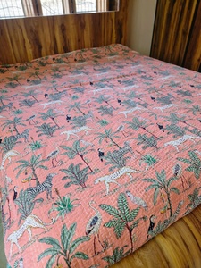 Wholesale Jaipur Indian Reversible Jungle Print <b>Bedspread</b> Handmade 100% Cotton Floral Kantha <b>Quilts</b> Blanket Bohemian - Product Image 6