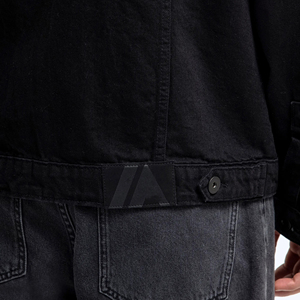 Quality Formal Embroidered Windproof Oversized Drop Shoulder Genuine Leather Stand Collar <b>Filled</b> Denim <b>Jacket</b> <b>Men</b> Distressed - Product Image 5