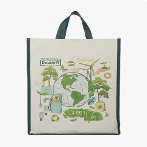 Sac fourre-tout décontracté en jute écologique pour femme avec fermeture éclair, deux poignées et motif à motifs, pour usage quotidien et lavage à la main - Product Image 1