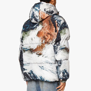 Chaqueta de Invierno para Hombre con Capucha, Estampado por Sublimación, Impermeable, Relleno de Poliéster, Estilo Casual, Cierre de Cremallera, Chaqueta Acolchada - Product Image 4