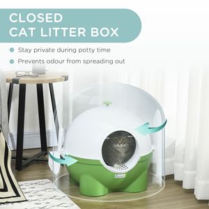 Lettiera Grande con Coperchio Verde Scuro e Coperchio a Cappuccio, in Materiale PP Pet-Friendly, 20.9"L X 20.1"W X 18.9"H, con Maniglia Superiore per Facile Rimozione della Sabbia - Product Image 6