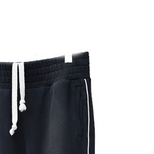 Pantalones Deportivos Azul Marino para Hombre con Rayas Laterales Naranjas, Cintura Elástica con Cordón, Corte Casual, para Otoño - Product Image 5