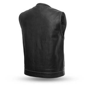 Gilet de moto en cuir de haute qualité pour homme, personnalisé, respirant, sans manches, en cuir de vachette, vente en gros OEM - Product Image 3