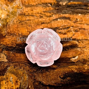 Quartz Rose Naturel, Fleur de Rose Sculptée à la Main, Pierre Précieuse de 23mm, Cristal Rose, Pierres Sculptées en Vrac, Vente en Gros pour la Fabrication de Bijoux - Product Image 3