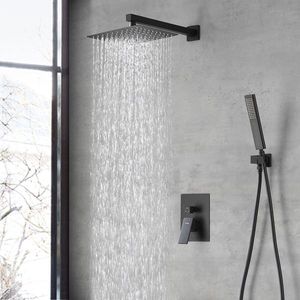 Sistema Doccia Nero Opaco con Soffione a Pioggia da 10 Pollici e Doccetta per Impianti Bagno - Product Image 5