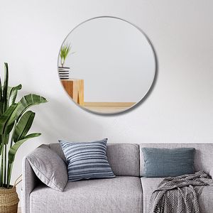 24-Inch <b>Silver</b> Circle Wall <b>Mirror</b> with Metal <b>Frame</b> Round Bathroom <b>Mirror</b> Circular <b>Mirrors</b> 24-Inch <b>Silver</b> <b>Mirror</b> - Product Image 2