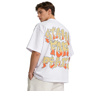 T-shirt imprimé pour homme de haute qualité, col rond, coupe ample, manches courtes, style vintage, tissu tricoté en polyester 250g, transfert thermique - Product Image 4