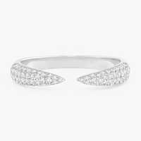 Bague ouverte en or véritable 14 carats et argent 925 avec diamant de laboratoire 0,30 ct, sertissage griffe pavé, plaqué rhodium, classique pour le quotidien