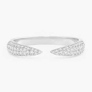 แหวนทองคำแท้ 14k เงินแท้ 925 แบบเปิดประดับเพชรแล็บโกรว์ 0.30 กะรัต ฝังแบบ Pave Claw Setting สำหรับใส่ทุกวัน สามารถสวมซ้อนกันได้ ราคาเครื่องประดับ - Product Image 3