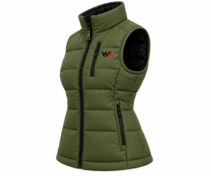 Chaleco Acolchado Verde Oliva para Mujer, Cuello Alto, Cálido para Invierno, con Bolsillos con Cremallera, Sin Mangas, para Caza, OEM - Product Image 3