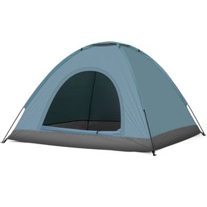 Tenda a Cupola Leggera Blu per 3-4 Persone con Logo Personalizzato, Tessuto in PVC e Fibra di Vetro per Campeggio, Eventi, Matrimoni, Giardini - Product Image 1