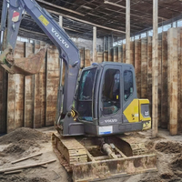 Mini-excavatrice sur chenilles d'occasion Volvo55, 5,5 tonnes, marque suédoise, modèle 2020, capacité de la benne de 0,275 m³, moteur Volvo Penta