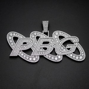Collar Personalizado con Colgante de Letra Inicial en Dos Tonos de Plata S925, Estilo Hip Hop, con Moissanita VVS D y Cadena de Latón para Hombre y Mujer - Product Image 2
