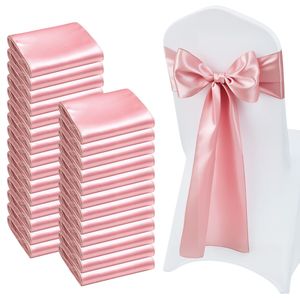 Fasce per Sedie in Raso 100% Poliestere, Fiocchi 7x108 Pollici, Oro Rosa, Decorazione per Ricevimenti di Nozze - Product Image 1