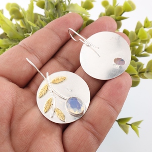 Classy And Trendy 925 Sterling Silver Plated Milky <b>Opal</b> Gemstone <b>Earring</b> Jewellery Gift For Women And Girls Wear On Occasions - Product Image 1