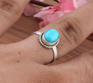 925 Sterling <b>Silver</b> Bezel Setting <b>Ring</b> Turquoise Oval Cut Handmade Classic Boho Dainty <b>Solitaire</b> <b>Ring</b> Certified Wedding Party - Product Image 2