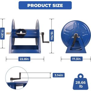 Carrete de manguera de aire manual comercial con manivela para almacenamiento de herramientas de lavado a presión (manguera no incluida) - Product Image 3