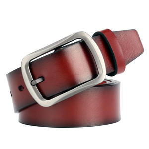 Ceinture en cuir véritable blanche, couleur unie, boucle à ardillon rectangulaire argentée, ceinture formelle pour homme, pour tenue de travail - Product Image 3