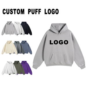 Men's Oversized <b>Zip</b>-Up <b>Hoodie</b> Solid Black Cotton French Terry Breathable Casual Streetwear with Front Logo <b>Pocket</b> Design - Product Image 4