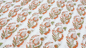 Hand Block Printed Lightweight Cotton <b>Fabric</b> by Yard White Floral Paisley Jaipur Sanganeri Soft <b>Indian</b> Dress Boys Textile - Product Image 5