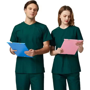 Stretchable Printing Embroidery Logo Female <b>Scrub</b> Set Stand Collar Bulk Medical Doctor <b>Nurse</b> <b>Scrubs</b> Uniforms - Product Image 4