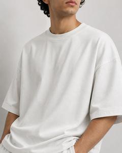 T-shirt décontracté pour homme, coupe oversize, col rond, manches classiques, 100 % coton jersey tricoté, blanc uni, design vierge, écologique, vente en gros - Product Image 4