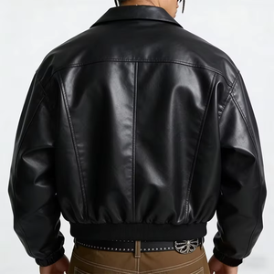 Factory Custom Black Genuine Leather Letterman Varsity <b>Jacket</b> for Men Fashionable Chenille Patches Embroidery Bomber <b>Jacket</b> - Product Image 3